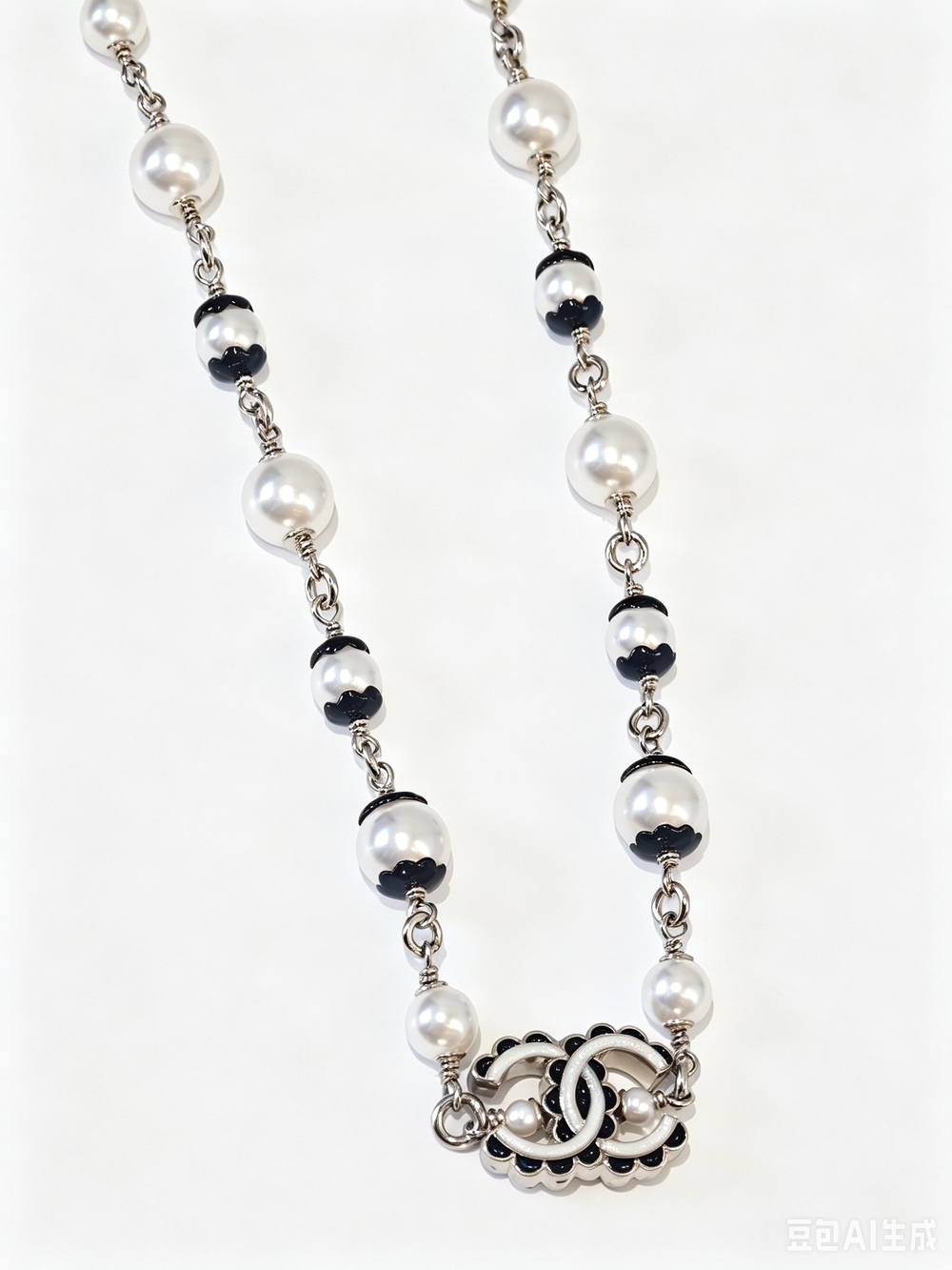 Chanel Pearl and Black Accent Necklace